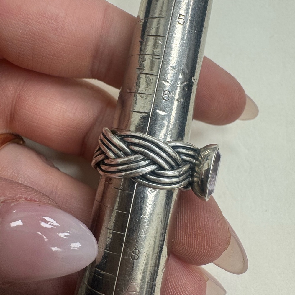 PANDORA RARE Retired Sterling Silver ALE Braided Amethyst Ring Size 7 9.5g - Picture 10 of 16